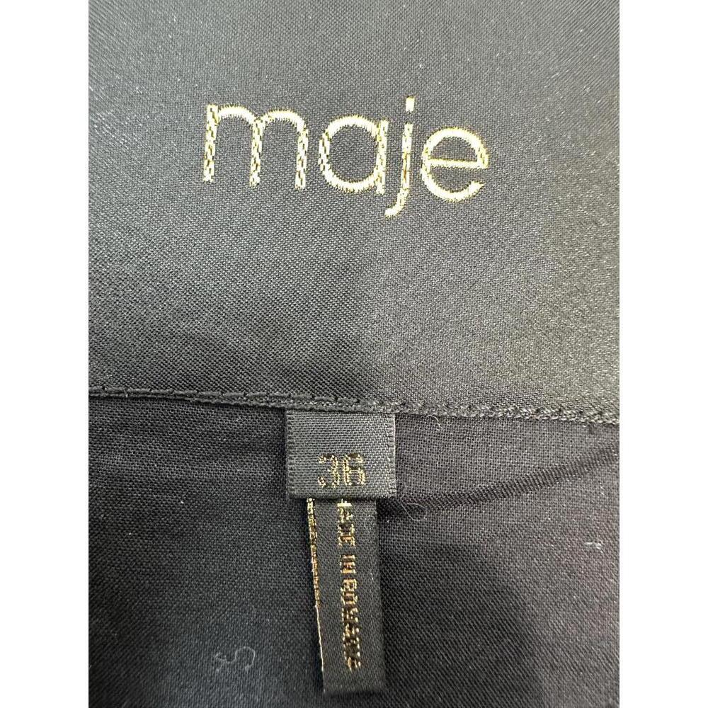 Maje Women’s Sz 36 Black Tweed Cropped Jacket Frayed Trim Classic Quiet Luxury - Picture 3 of 7